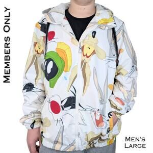 Looney Tunes Members Only Mens Jacket Windbreaker Large Multicolor Streetwear
